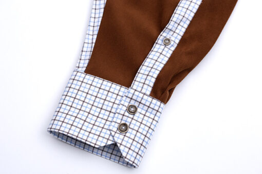 Hadleigh blue/brown JD Plaid Field Shirt sleeve/cuff detail